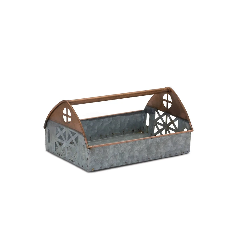Galvanized Metal Barn Caddy Tray Set