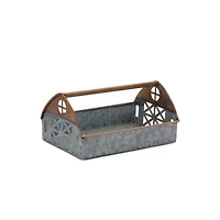 Galvanized Metal Barn Caddy Tray Set