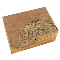 Brown & Gold Handmade Storage Box Set with Carved Mandalas Set