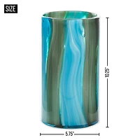 10.25" Blue Cylinder Glass Vase