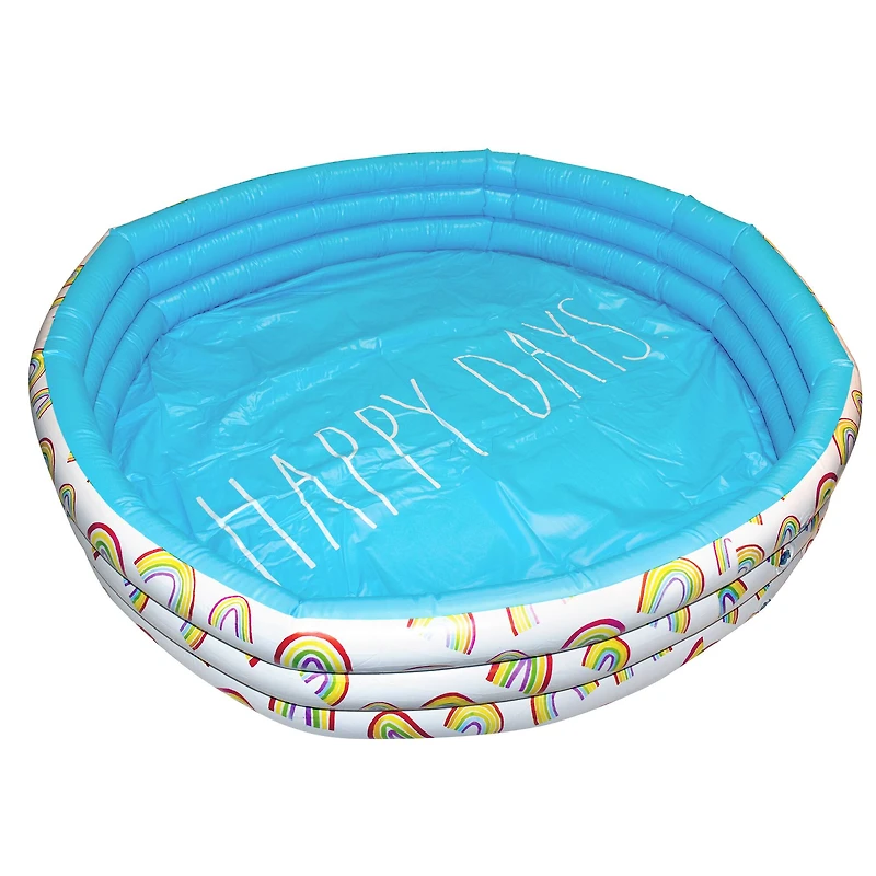 Rae Dunn 4ft. Happy Days Aqua Rainbow Mini Pool