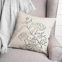 Pencil Florals Throw Pillow