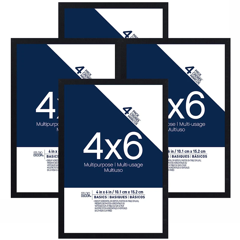 Basics 4 Pack 4" x 6" Black Multipurpose Frames by Studio Décor®