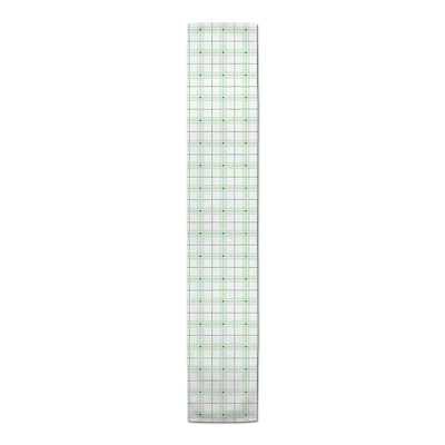 90" Green & White Clover Plaid Poly Twill Table Runner