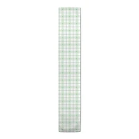 90" Green & White Clover Plaid Poly Twill Table Runner