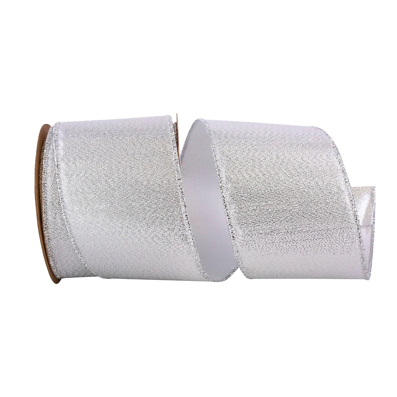JAM Paper 2.5" x 10yd. Silver Lame Wired Edge Ribbon