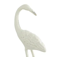 Set of 2 White Metal Coastal Bird Sculpture, 10", 12"