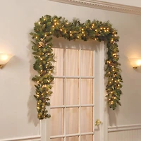9' x 10" Pre-lit Carolina Pine Artificial Christmas Garland with 27 Flocked Cones and 100 Clear Lights