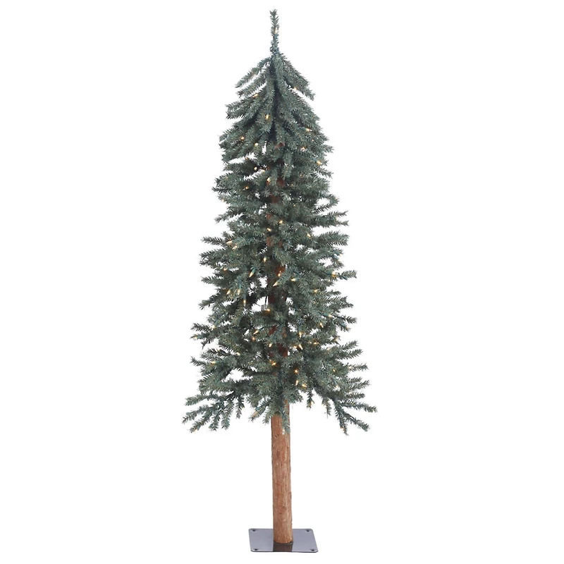 5ft. Pre-Lit Natural Bark Alpine Artificial Christmas Tree, Warm White LED Lights
