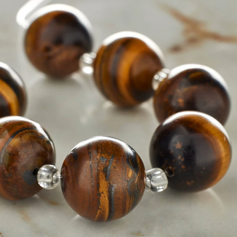 Amber Tiger Eye Round Beads, 14mm by Bead Landing™