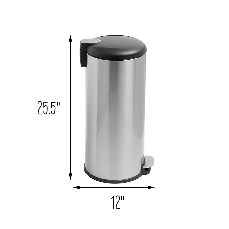 Honey Can Do 30L Soft-Close Round Stainless Steel Trash Can