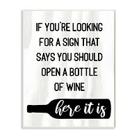 Stupell Industries Sign to Open Bottle of Wine Phrase Wall Plaque