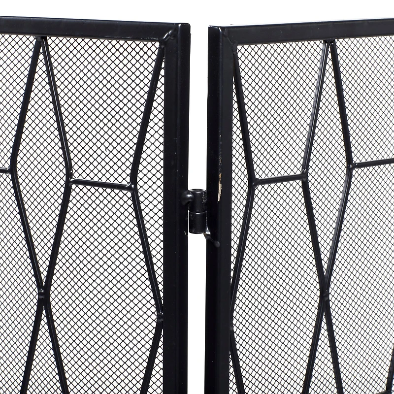Black Metal Contemporary Fireplace Screen, 31" x 51" x 1"