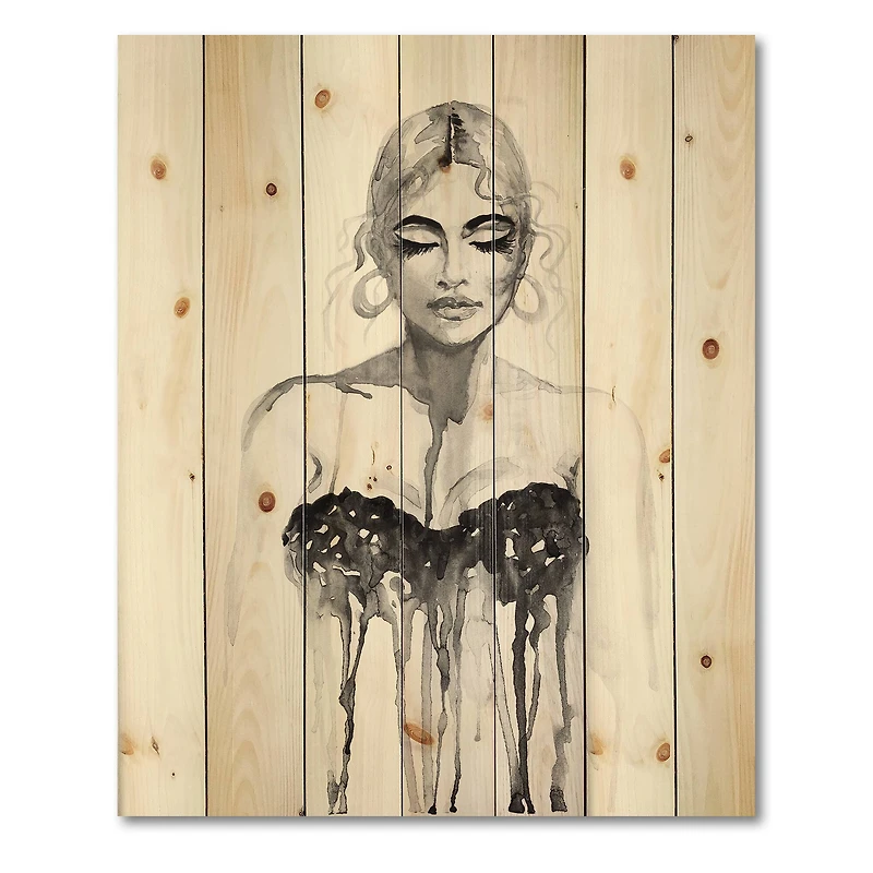 Designart - Monochrome Portrait of Woman Wearing Evening Dress