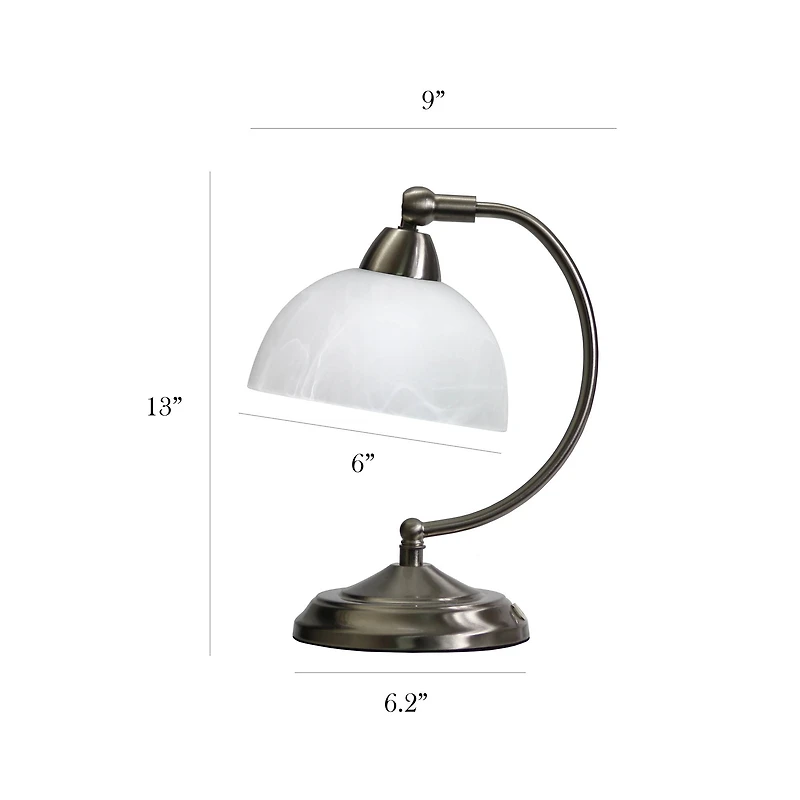 Elegant Designs 13" Brushed Nickel Banker's Desk Lamp with Touch Base