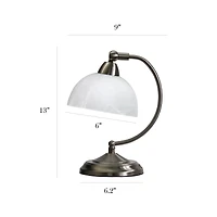 Elegant Designs 13" Brushed Nickel Banker's Desk Lamp with Touch Base