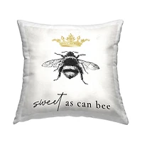 Stupell Industries Sweet As Can Bee Royal Crown Insect Phrase Throw Pillow, 18" x 18"