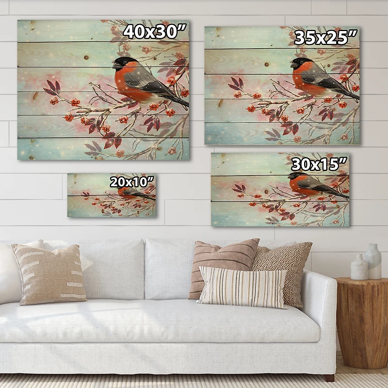 Designart - Two Bright Bird Bullfinch Bird Sitting On A Branch