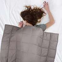 Glitzhome® Gray Cotton Shell Quilted Weighted Blanket with Polyester Filling