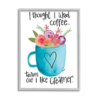 Stupell Industries Thought I Liked Coffee Phrase Kitchen Creamer Joke in Frame Wall Art