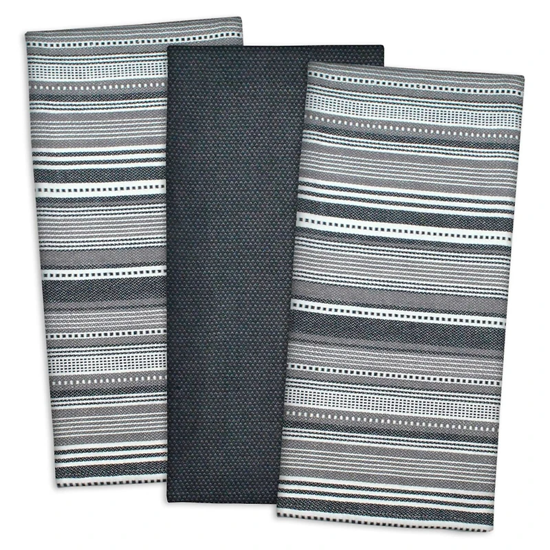 DII® Black Urban Stripe Dishtowel Set