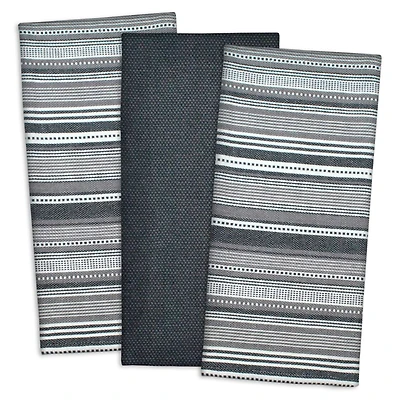 DII® Black Urban Stripe Dishtowel Set