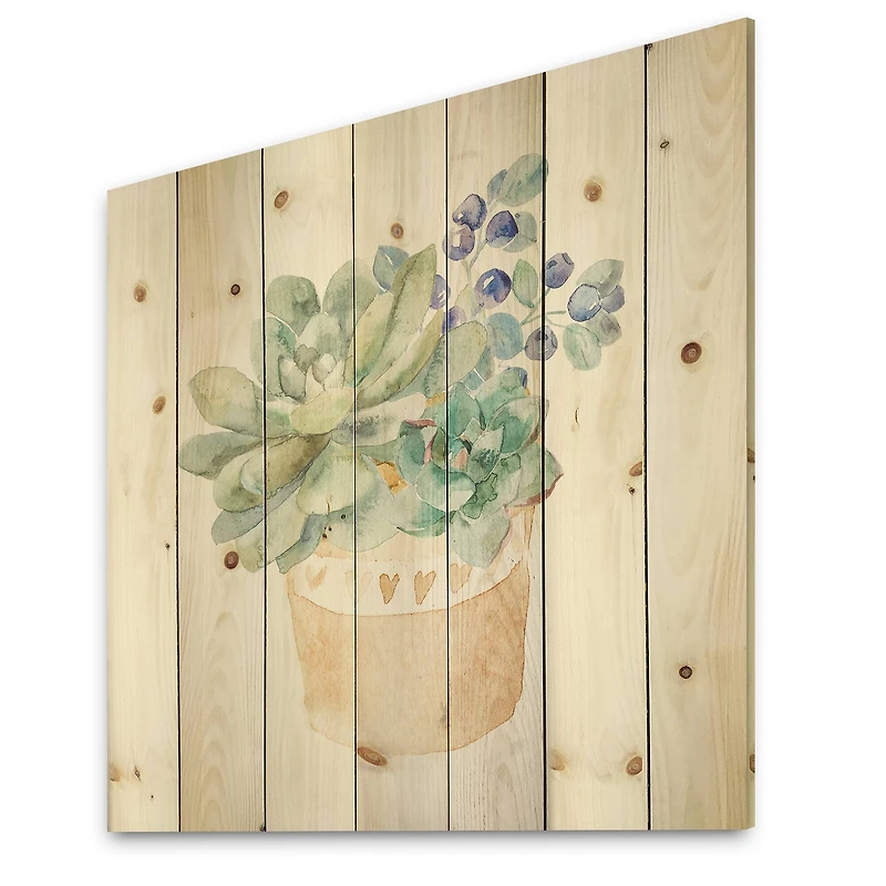 Designart - Succulent Flower In Terracotta Pot II