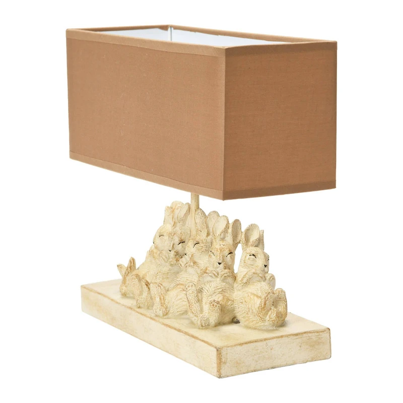 Hello Honey® 14" White and Sand Rabbit Table Lamp with Rectangle Linen Shade