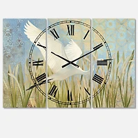 Designart Snowy Egret In Flight VII Multipanel Wall Clock