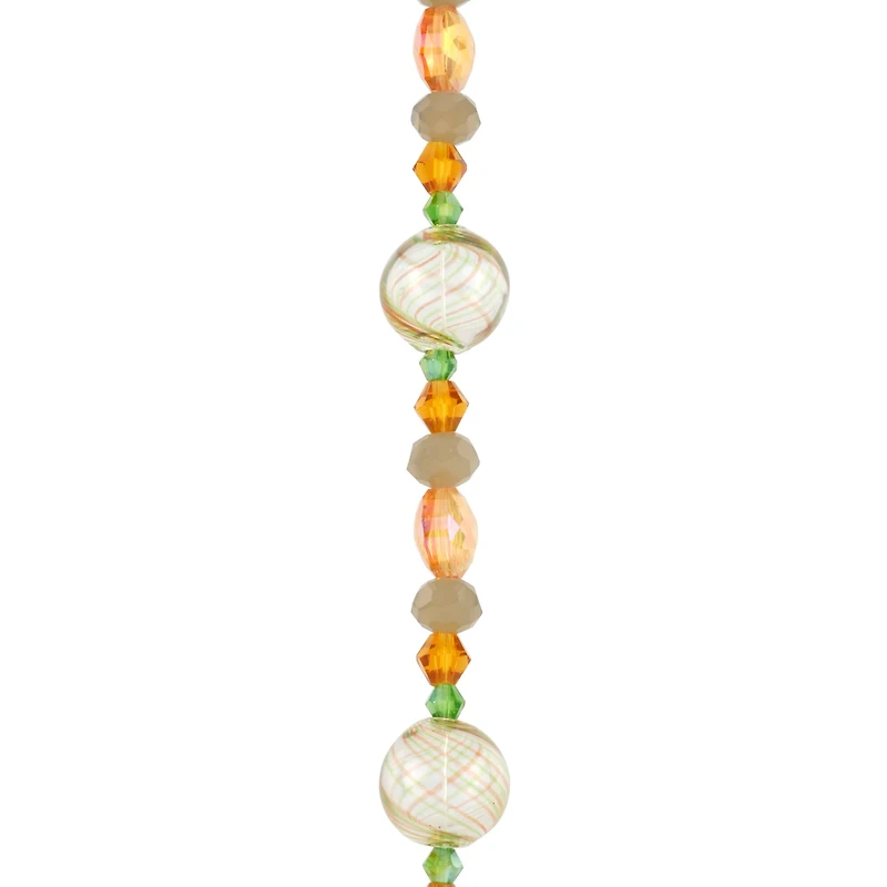 12 Pack: Yellow Lampwork Glass Stripe Round Beads by Bead Landing™