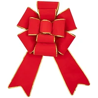 40" Red 3D 11-Loop Velveteen Christmas Bow with Gold Trim