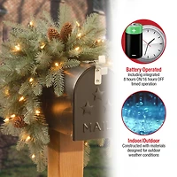 3ft. Feel Real® Frosted Arctic Spruce with Pinecone Mailbox Swag, Warm White LED Lights