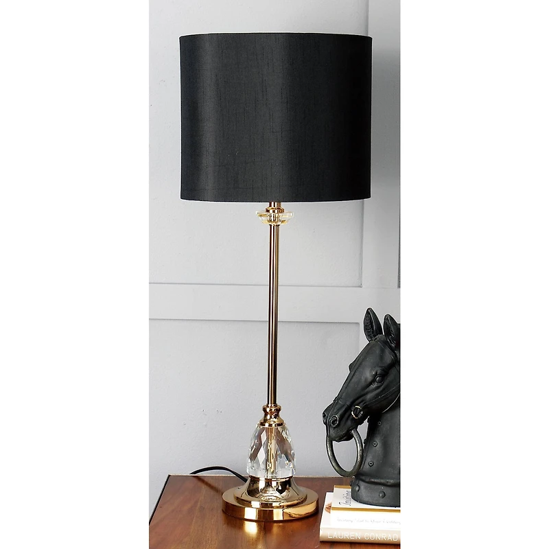 30" Glam Black Metal & Crystal Glass Buffet Lamp