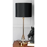 30" Glam Black Metal & Crystal Glass Buffet Lamp