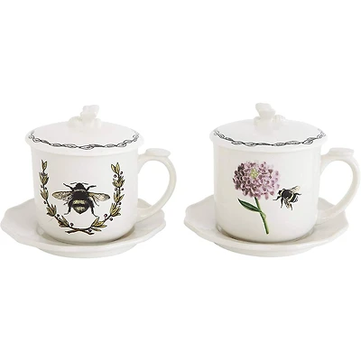 Hello Honey® Bee Image Cup, Lid, Saucer & Strainer Set