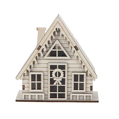 3.75" Unfinished Village A-Frame House DIY LED Wood Décor by Make Market®
