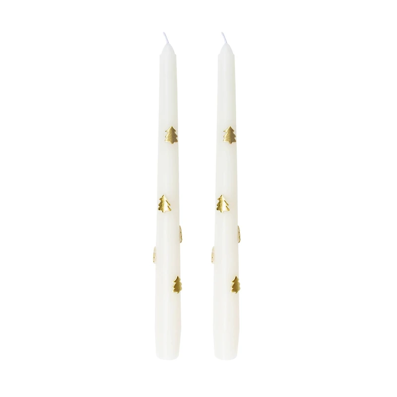 10" Ivory with Gold Trees Taper Candles, 2ct. by Ashland®