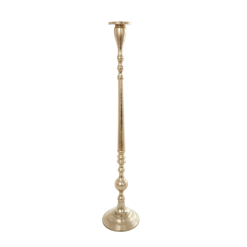 Gold Aluminum Tall Pillar Candle Holder Set