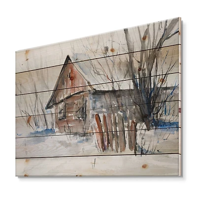 Designart - Old Abandoned Wooden House In Winter Picture
