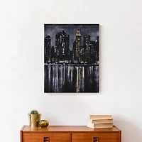 Skyline River At Night 16" x 20" Canvas Wall Art