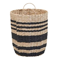 Household Essentials 18" Black & Natural Cattail & Paper Banded Basket