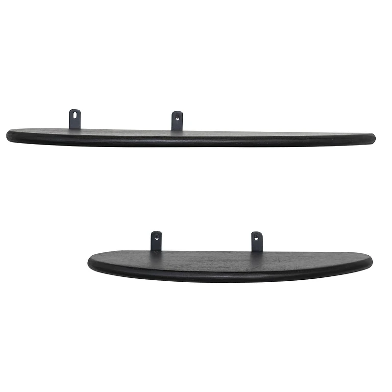 Hello Honey® Black Mango Wood Organic Shaped Floating Wall Shelf Set