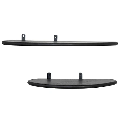 Hello Honey® Black Mango Wood Organic Shaped Floating Wall Shelf Set