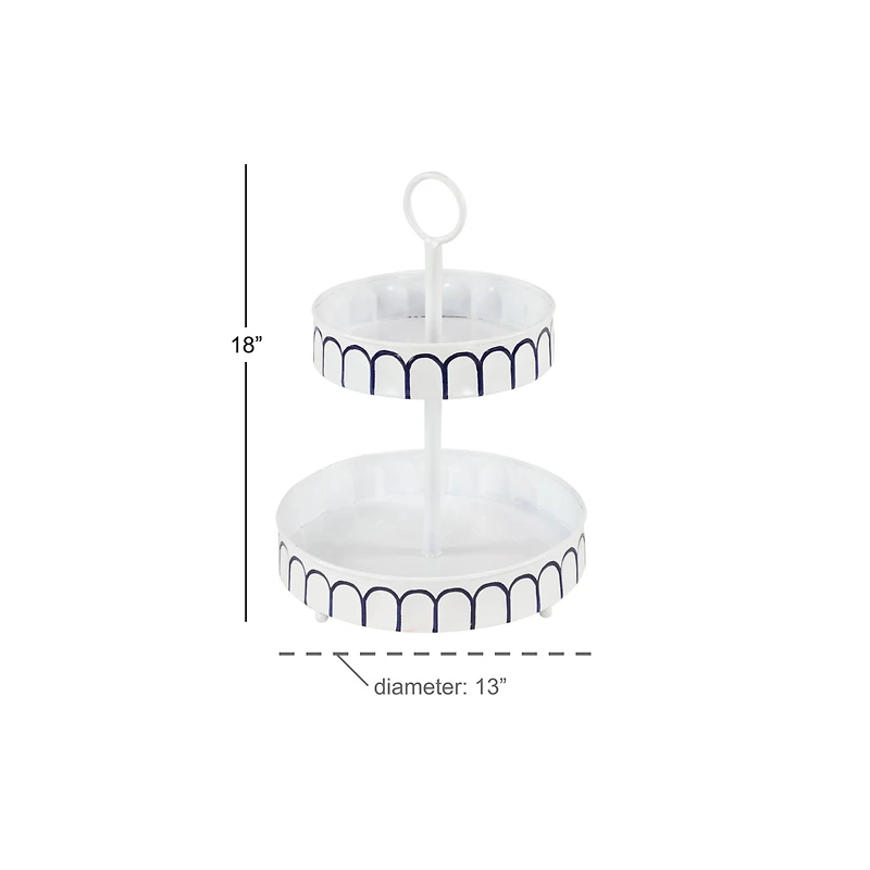 White Iron Farmhouse 2 Tier Tray Cupcake Stand