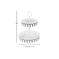 White Iron Farmhouse 2 Tier Tray Cupcake Stand