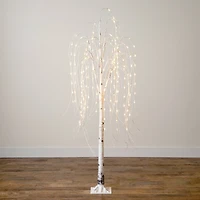 6ft. Pre-Lit White Weeping Willow Artificial Christmas Tree, Warm White LED Lights