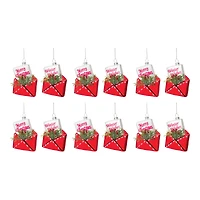 12ct. 5" Glittered Glass Santa Letter Ornament Set