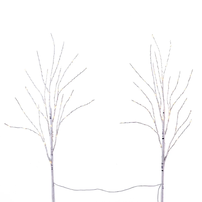 2 Pack 2.5ft. Pre-Lit White Birch Artificial Christmas Branches, Warm White Micro LED Lights