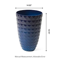 Glitzhome® Eco-Friendly Oversized Faux Cobalt Blue Ceramic Tall Bowl Plastic Pot Planter Set