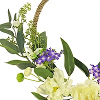 18" Spring Peony & Mini Blossoms Hoop Wreath